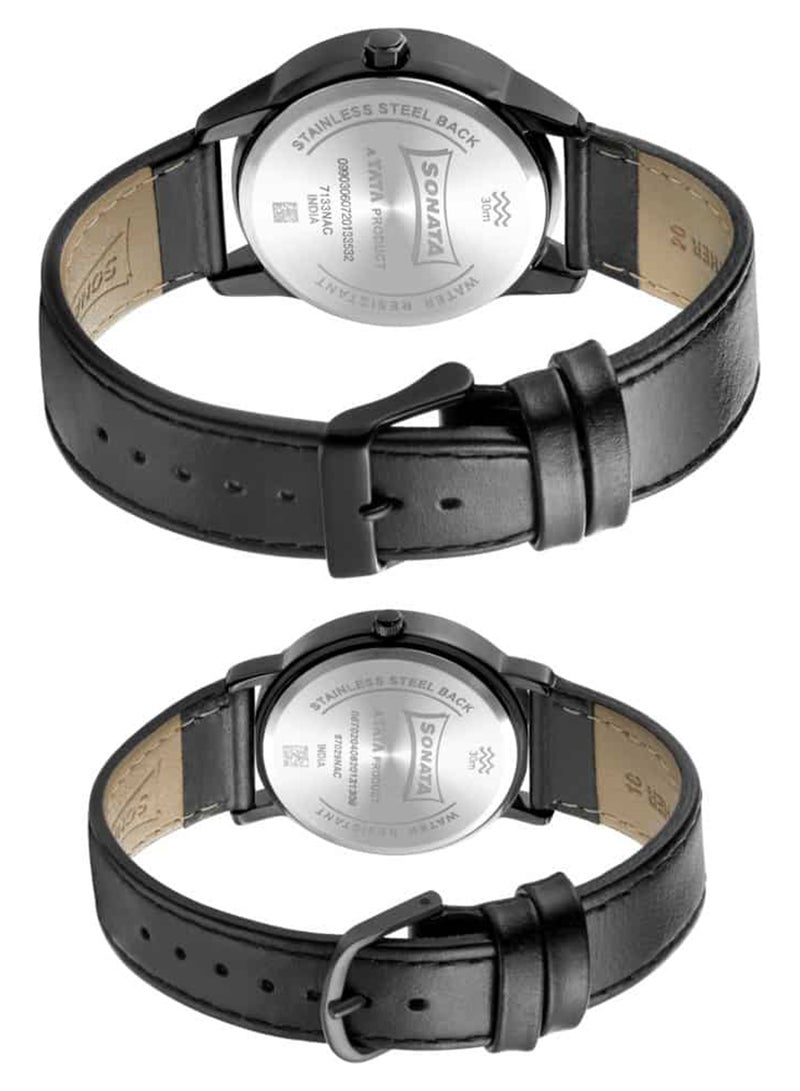 سوناتا ساعة يد جلدية للجنسين بعقارب دائرية - 47 مم - Image 4