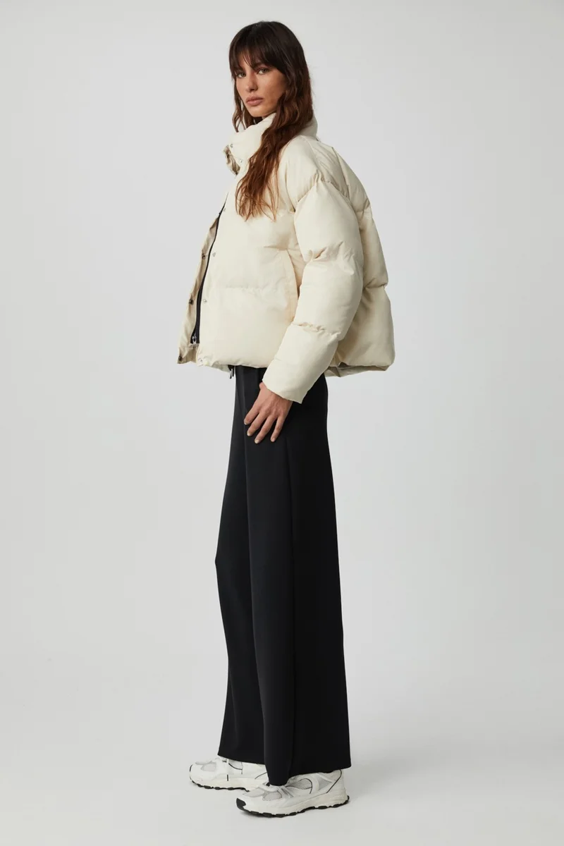 GRIMELANGE Keıran Women's Stand Collar Lined White Coat