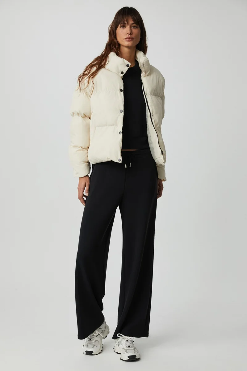 GRIMELANGE Keıran Women's Stand Collar Lined White Coat