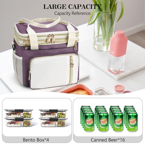 LOKASS Lunch Box & Lunch Bag for Women Men Double Deck, Large Insulated Adult Lunch Box Leakproof Lunchbox Cooler Bag for Work Picnic Beach,（Dark Pink 16L） - Image 5