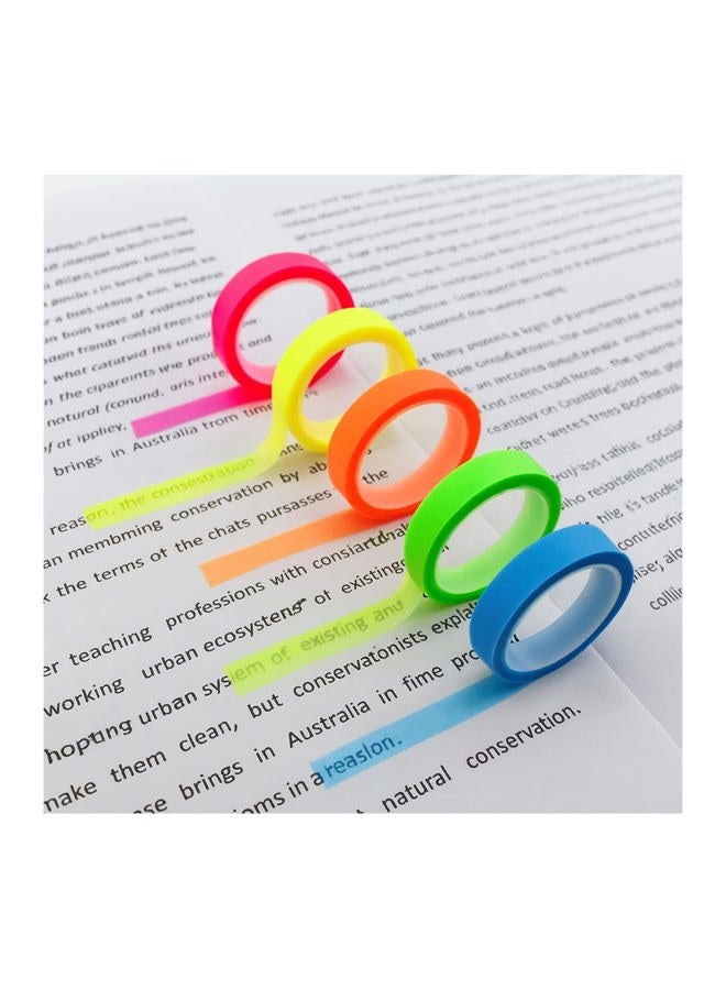 Bolsdoic 5 Rolls Highlighter Tapes, Colored Transparent Marking Sticker, Removable Fluorescent Neon Tape for Students Teachers Reading Taking Notes at Class Home Office - Image 1