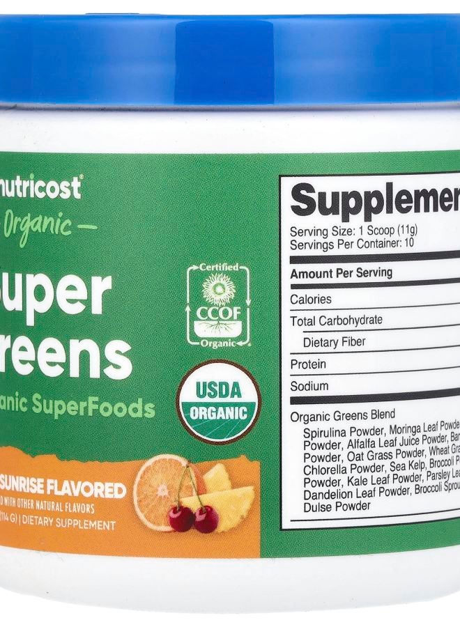Nutricost Organic Super Greens Orange Sunrise 4.1 oz (114 g) - Image 2