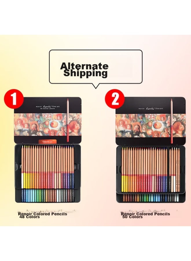 marco Renoir Oil-based Colored Pencil 50 Colors Tin Box Set Professional Art Academy Teacher Recommended Drawing Coloring Pen Professional Art Birthday Gift For Students - Image 5