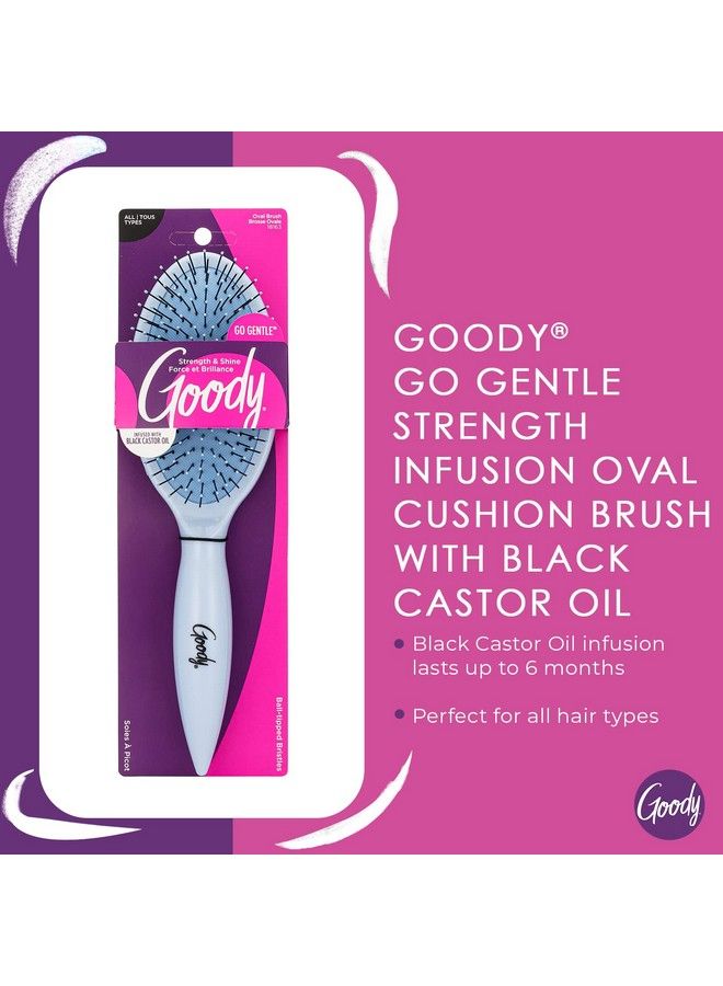 Goody Round Cushion Brush Infused With Black Castor Oil Go Gentle Strengthens & Shines For All Hair Types Without Tears Or Breakage Painfree Accessories For Women Men Boys & Girls - Image 3