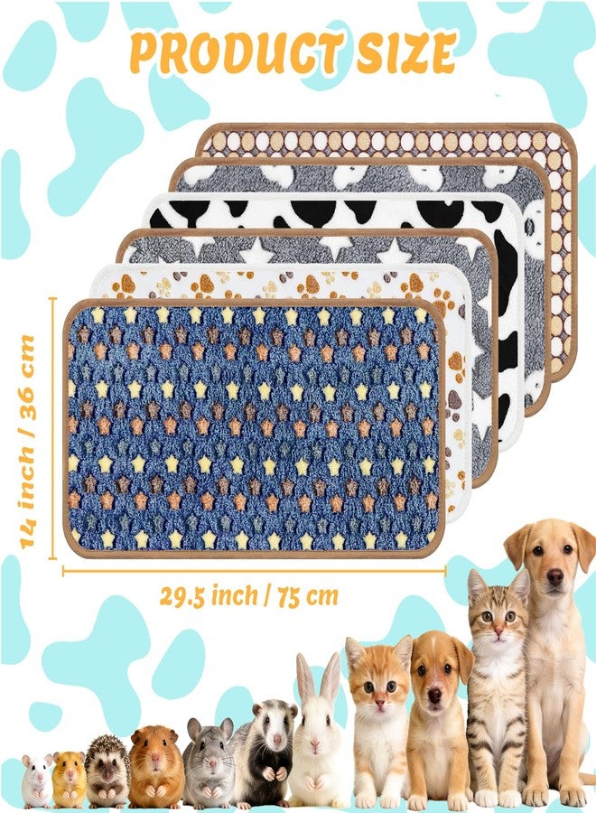 Eilyliafe 6 Pcs Guinea Pig Blankets Bedding Small Animal Cage Liners Sleep Mat Absorbent Reusable Pet Pee Bedding Pad Cover for Hamster Ferret Chinchilla Rabbit Hedgehog (14 x 28 Inch) - Image 2