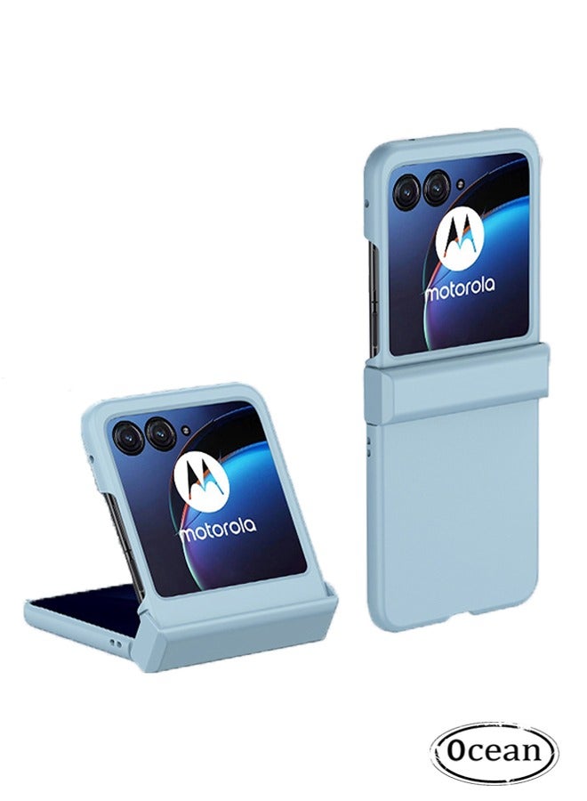 أوشن موتورولا رازر 50 حالة الهاتف Ultra ، سليم الكمبيوتر الثابت حالة الهاتف ، ماتي المغلفة الغطاء الخلفي ، ومكافحة الخدش وإسقاط ، موتورولا رازر 50 حالة الهاتف Ultra مع حماية يتوقف حالة جلدية ، الأزرق - Image 1
