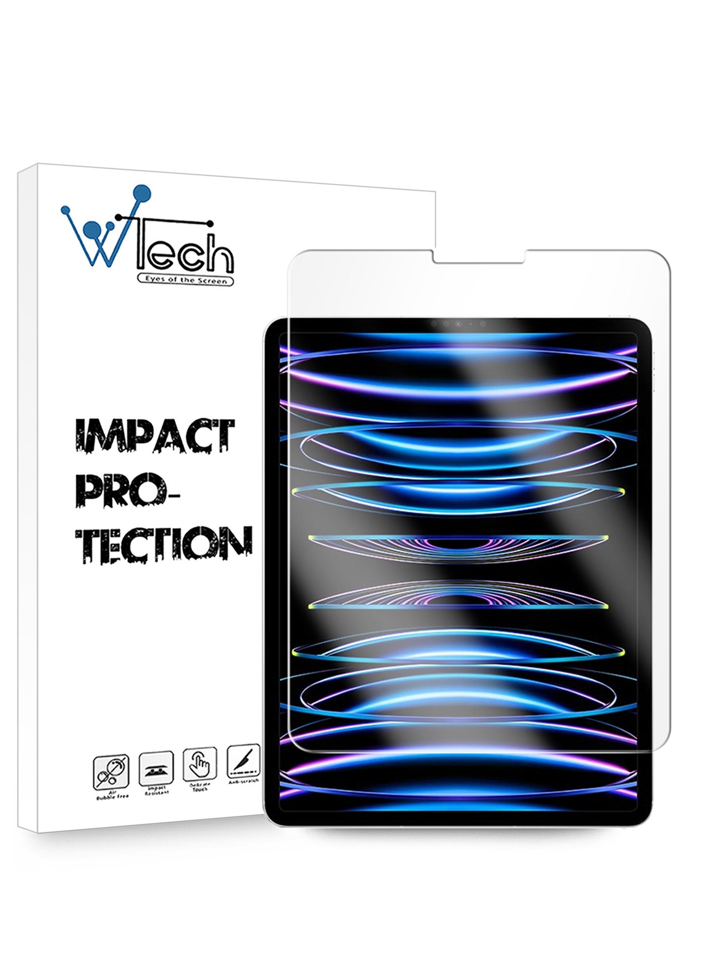 Wtech Pro Series Tempered Glass Screen Protector For Apple IPad Pro 11 Inch 2022 / Air 5 10.9 Inch 2021 Clear