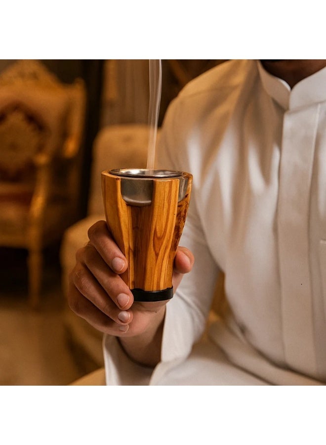 ديفا ليدي مبخرة صغيرة من الريزن الشفاف والخشب الفاخر بغطاء وقاعدة معدن أسود – مقاس 12 سم ✨ - Image 1