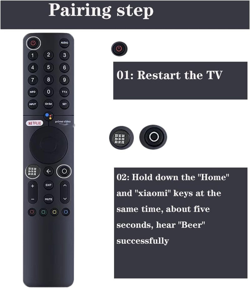 Lelukee Remote Control for Xiaomi Tv P1, P1E, Q1, Q1E with Bluetooth and Voice Control Remote Control Compatible with Mi Tv P1/P1E/Q1/Q1E - Image 2