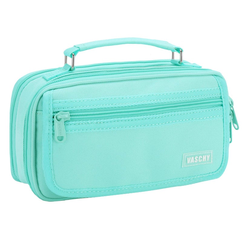 VASCHY Pencil Case Large Pencil Pen Pouch Organizer Holder w Portable Handle School Supplies for KidsTeensStudentsAdults Turq - Image 2