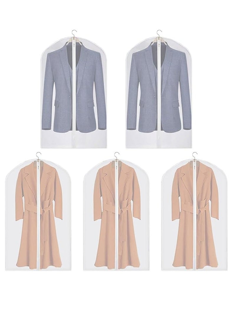 5 Pack Clothes Dust Cover, Hanging Closet Organizers Garment Bags Dust Bags Dress Protector Zippered Suit Covers, Plastic Dust proof Suit Case for Coats Jackets Dresses Dress Shirts Trousers for Storage and Travel (5Pcs, 60cm * 100cm) - Image 1