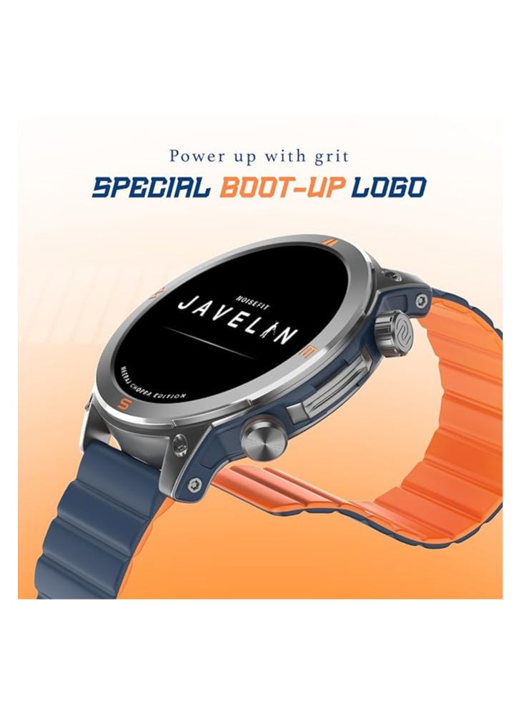Noise X Neeraj Javelin (Limited Edition) Smart Watch 1.46" AMOLED Display, 3-Layered Casing, Special Boot-up Logo, Serialization, Emergency SOS Tech, Neeraj Autograph - India Blue