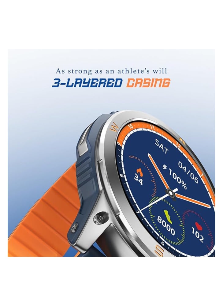 Noise X Neeraj Javelin (Limited Edition) Smart Watch 1.46" AMOLED Display, 3-Layered Casing, Special Boot-up Logo, Serialization, Emergency SOS Tech, Neeraj Autograph - India Blue
