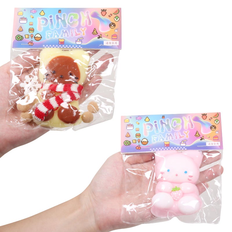 JIACAI 2pcs Squishy Cat Squeeze Toys Squeeze cat Kawaii Sticky Squishies Stress Relief Squishies for Kids Party Favors Pinch Family Fidget Toys Squishy Suitable Adults Kids - Image 3