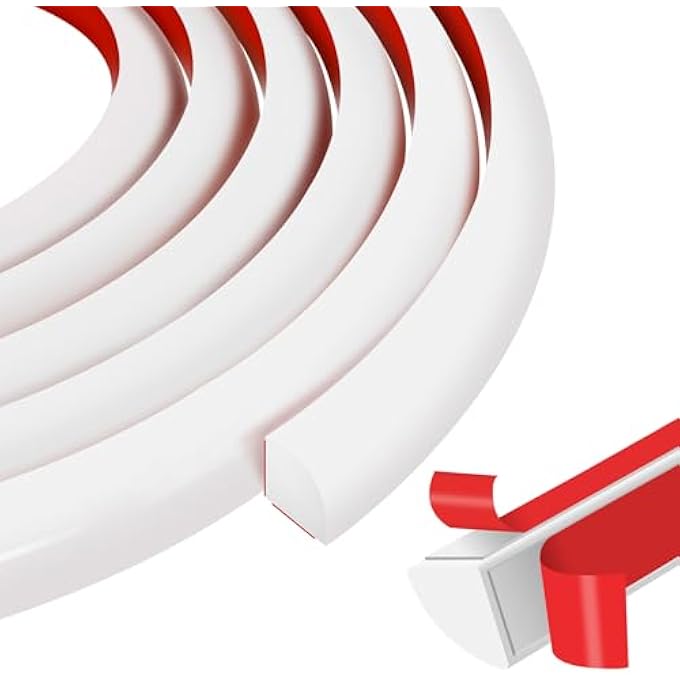 FLEXIBLE QUARTER ROUND MOLDING 78 INCH PEEL AND STICK RUBBER QUARTER ROUND TRIM MOLDING SELF ADHESIVE BENDABLE EDGE TRIM FOR WALL EDGE CORNER COUNTERTOP BATHROOM KITCHEN FLOOR, WHITE - Image 1