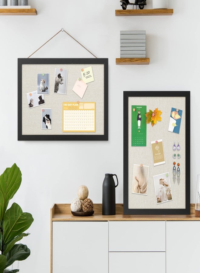 AKTOP 2-Pack Cork Board Bulletin Board 16x11 inch, Small Framed Corkboard with Linen for Wall, Hanging Pin Board Picture Board for Home Office Decor, Cute Vision Board with 25 Pushpins (Classic Black) - Image 3