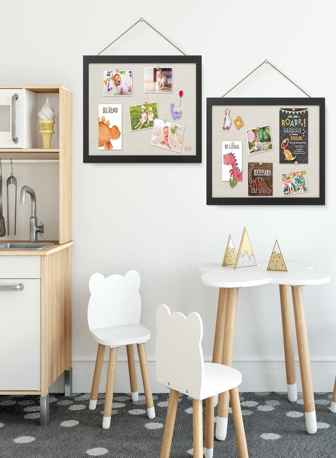 AKTOP 2-Pack Cork Board Bulletin Board 16x11 inch, Small Framed Corkboard with Linen for Wall, Hanging Pin Board Picture Board for Home Office Decor, Cute Vision Board with 25 Pushpins (Classic Black) - Image 2
