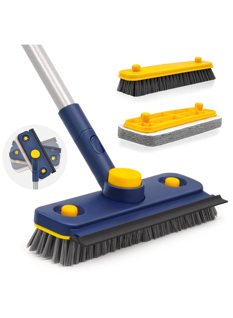 Cleaning Brush,Bathroom Brush Cleaner Floor,3 in 1 Floor Scrubber Brush with Long Handle,Shower Tub Tile Scrub and Squeegee for Cleaning Bathtub, Bathroom, Sink, Wall, Glass, Patio, Garage  - Image 1