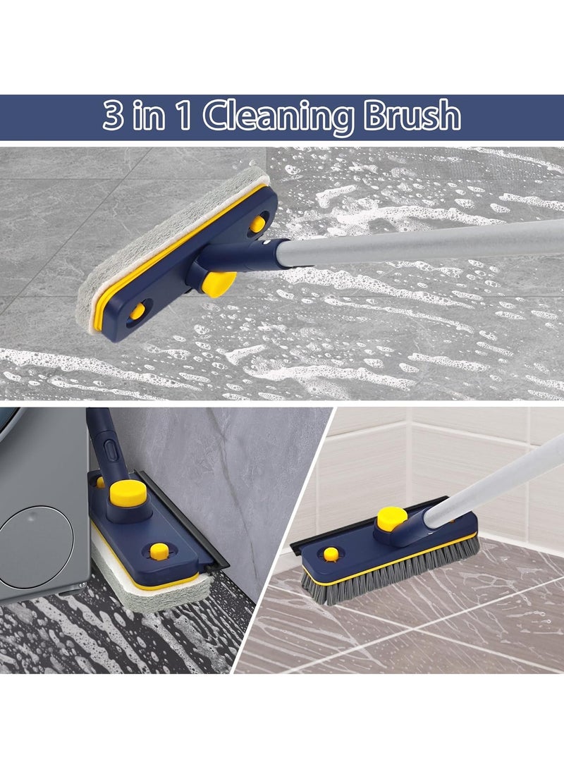 Cleaning Brush,Bathroom Brush Cleaner Floor,3 in 1 Floor Scrubber Brush with Long Handle,Shower Tub Tile Scrub and Squeegee for Cleaning Bathtub, Bathroom, Sink, Wall, Glass, Patio, Garage  - Image 2