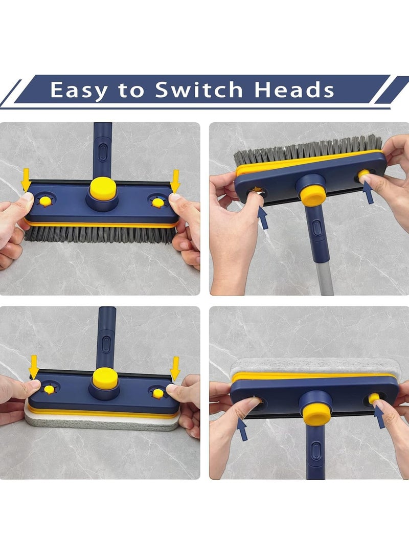 Cleaning Brush,Bathroom Brush Cleaner Floor,3 in 1 Floor Scrubber Brush with Long Handle,Shower Tub Tile Scrub and Squeegee for Cleaning Bathtub, Bathroom, Sink, Wall, Glass, Patio, Garage  - Image 4