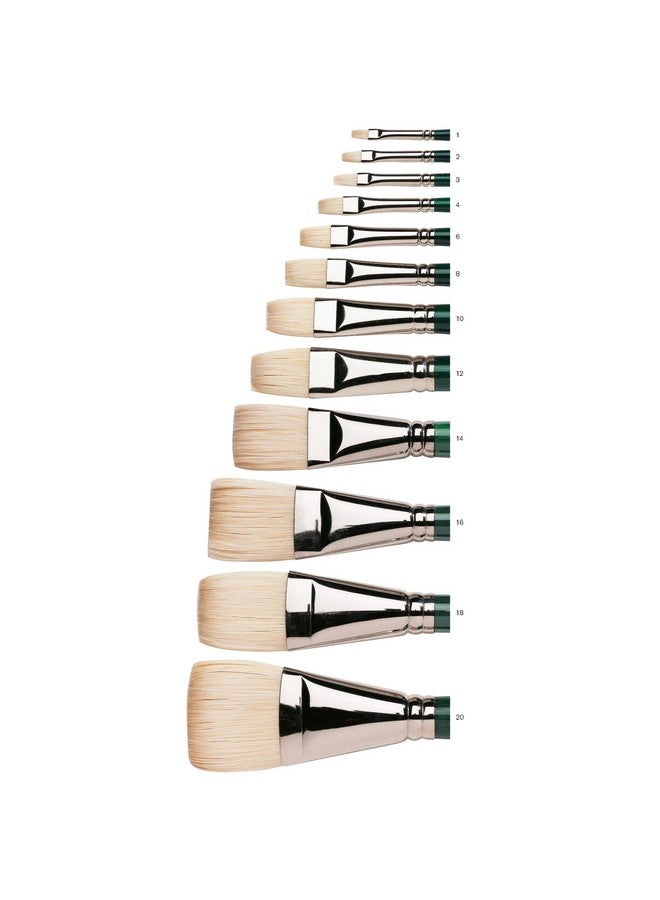 WINSOR & NEWTON Winton Interlocked White Bristle Brush For Oil And Acrylic Painting - Short Flat/Bright - Long Handle - Size - 10, With Maximum Colour Holding Capacity, Even & Consistent Flow  - Image 3