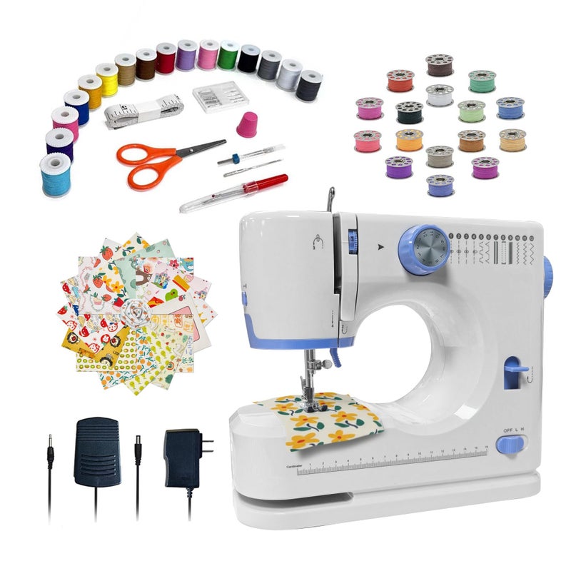 Stoigeld Sewing Machine for Beginners with 20Pcs Fabric 32Pcs Sewing Threads KitPortable Sewing Machine with 12 Builtin Stitches 2 SpeedHighLow SpeedsSM725 - Image 2