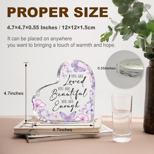YAANUNULU Inspirational Butterfly Gifts for Women, Christian Gifts for Women, Butterfly Decorations for Coworker Friend, You Are Loved You Are Beautiful You Are Enough Positive Plaque - Image 2