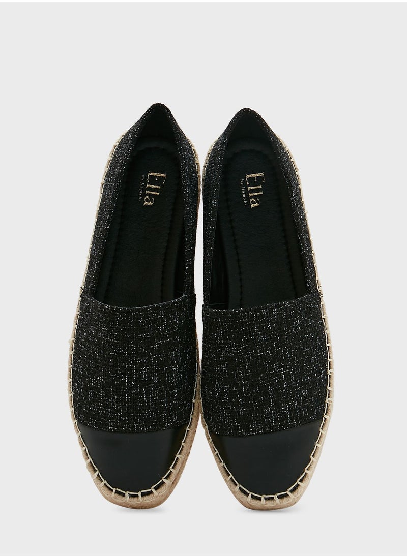 ELLA - Textured Toecap Detail Espadrille - Image 1