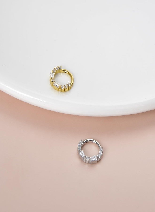 Lantine Septum Ring 8mm 16G Daith Piercing Jewelry Cz 316 Surgical Steel Hinged Segment Cartilage Hoop Earrings for Daith, Tragus, Rook Piercing Jewelry - Image 4