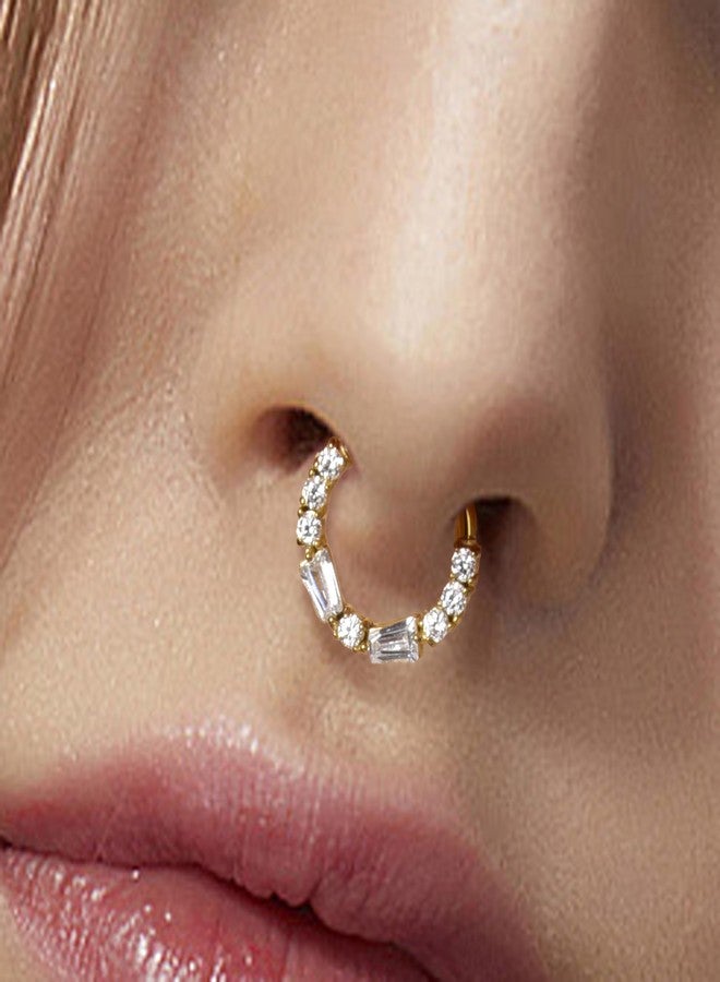 Lantine Septum Ring 8mm 16G Daith Piercing Jewelry Cz 316 Surgical Steel Hinged Segment Cartilage Hoop Earrings for Daith, Tragus, Rook Piercing Jewelry - Image 2