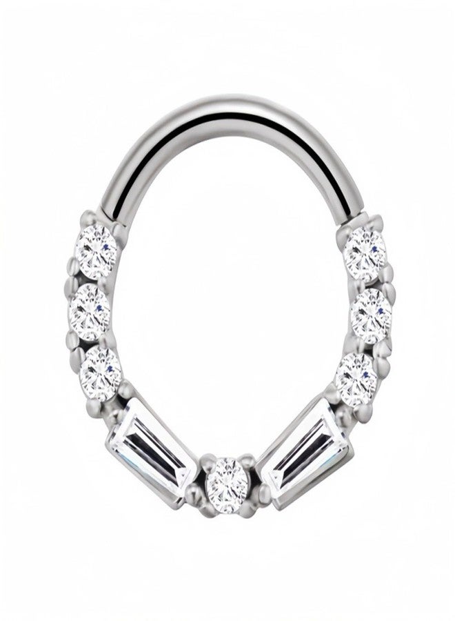Lantine Septum Ring 8mm 16G Daith Piercing Jewelry Cz 316 Surgical Steel Hinged Segment Cartilage Hoop Earrings for Daith, Tragus, Rook Piercing Jewelry - Image 1