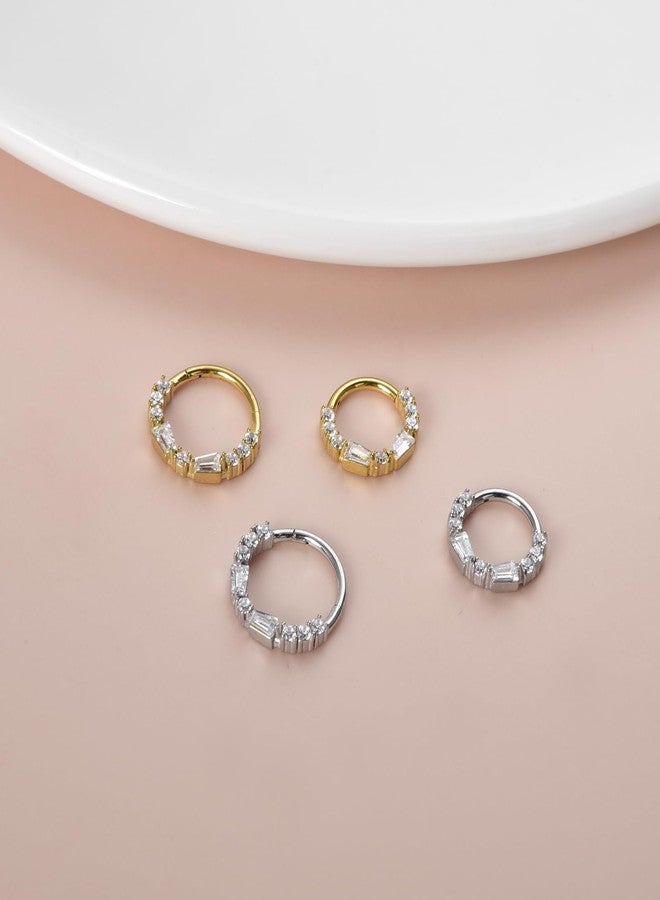 Lantine Septum Ring 8mm 16G Daith Piercing Jewelry Cz 316 Surgical Steel Hinged Segment Cartilage Hoop Earrings for Daith, Tragus, Rook Piercing Jewelry - Image 5