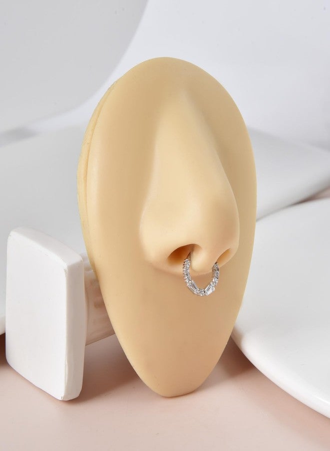 Lantine Septum Ring 8mm 16G Daith Piercing Jewelry Cz 316 Surgical Steel Hinged Segment Cartilage Hoop Earrings for Daith, Tragus, Rook Piercing Jewelry - Image 3