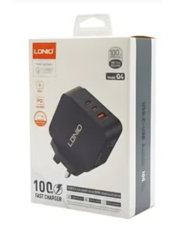 LDNIO Q4 100W Fast Wall Charger with 3 USB-C + USB-A Ports and GaN Technology