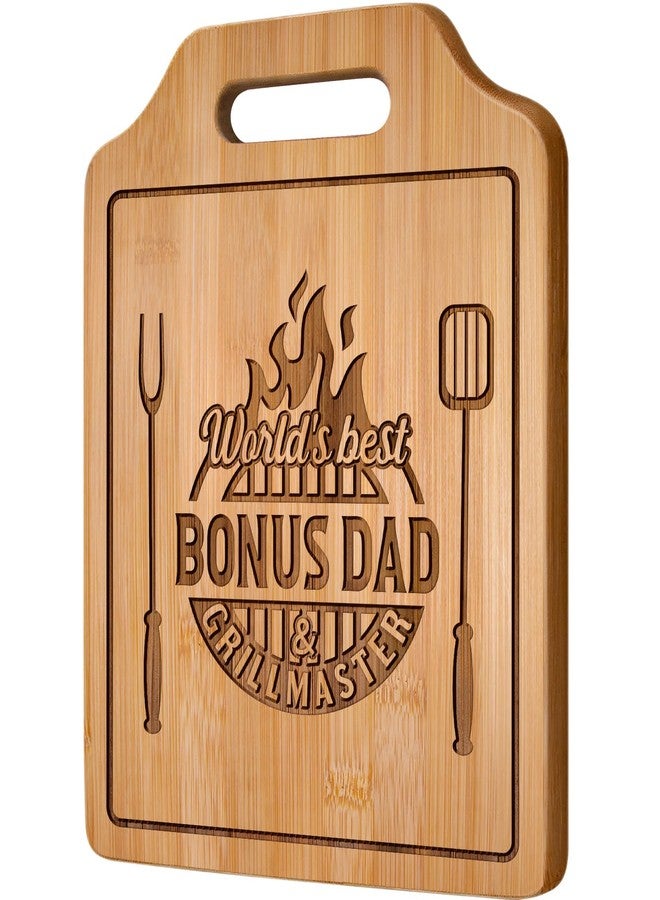 AceThrills Bonus Dad Gifts, Bonus Dad Christmas Gift for Birthday, Fathers Day - Engraved Bamboo Cutting Board 12.3"L x 8.7"W x 0.4"Th - Image 1