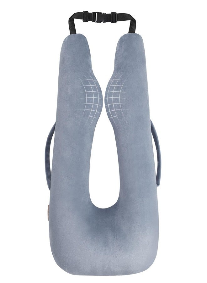 TinlyFinly Car Travel Pillow for Kids Adults, Raised Padding Head and Neck Support Car Seat Pillow for Toddlers, Portable U Shaped Body Pillow for Cars Seat On Road Trip (Light Gray) - Image 1