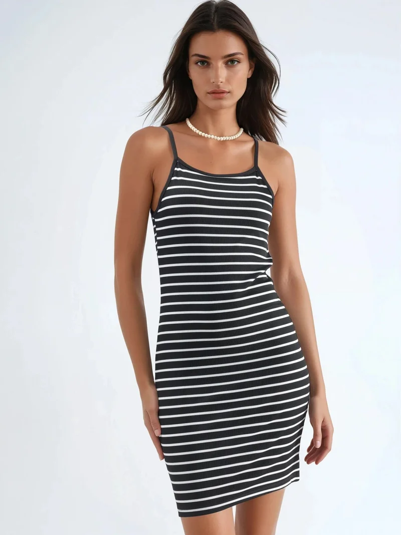 HICCUP Black Strappy Bodycon Mini Dress Ellie Collection for Women | Best Price UAE