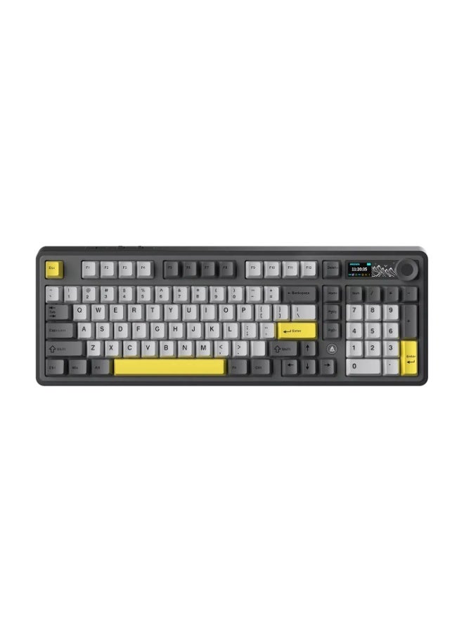 إيه جاز لوحة مفاتيح AK980 V2 ثلاثية الأوضاع للألعاب، لاسلكية، بلوتوث، وسلكية، مزودة بإضاءة RGB، وشاشة ذكية، ومقبض تحكم، ونسبة كتابة 98%، ومفاتيح قابلة للتبديل السريع، وأغطية مفاتيح PBT، متوافقة مع ويندوز وماك. - Image 2