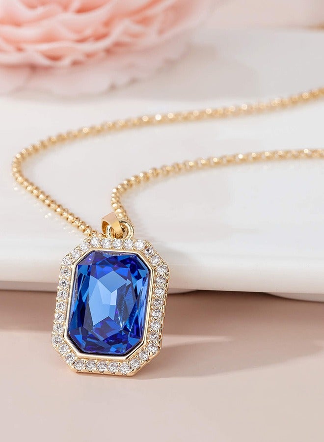 EVEVIC Austrian Crystal Halo Octagon Pendant Necklaces for Women Fashion 14K Gold Plated Dainty  Hypoallergenic Jewelry - Image 2