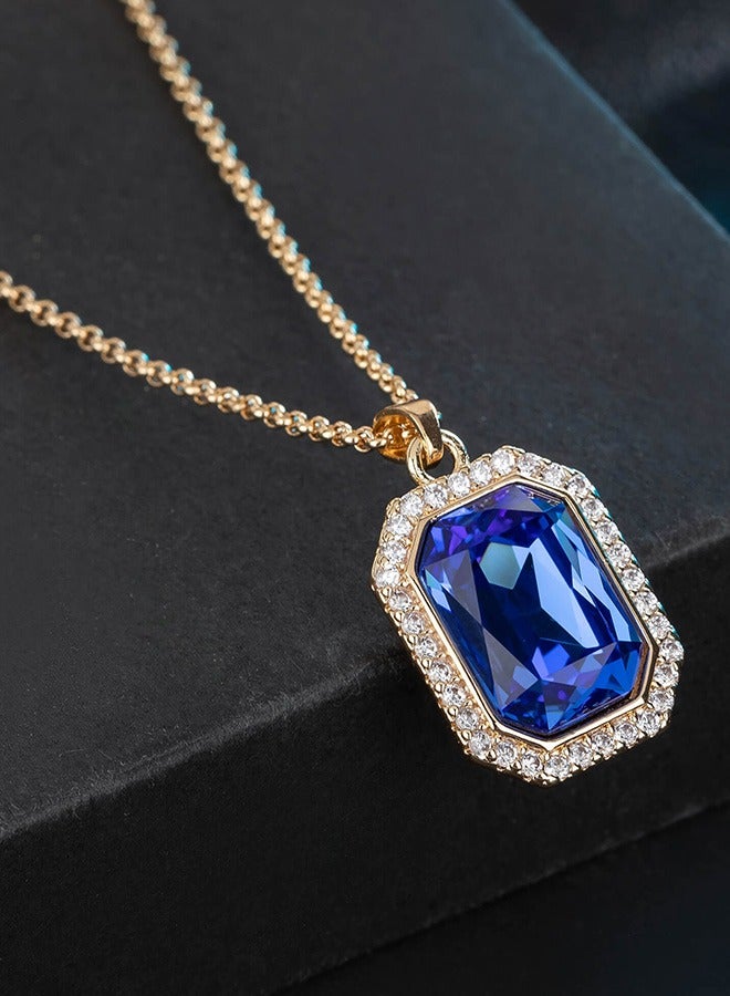 EVEVIC Austrian Crystal Halo Octagon Pendant Necklaces for Women Fashion 14K Gold Plated Dainty  Hypoallergenic Jewelry - Image 3