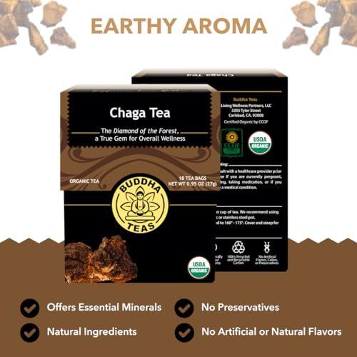 Buddha Teas  Chaga Tea  Organic Herbal Tea  For Cognitive Balance  Overall Health  With Chaga Mushroom Antioxidants  B Vitamins  Caffeine Free  OU Kosher  18 Tea Bags Pack of 1 - Image 5