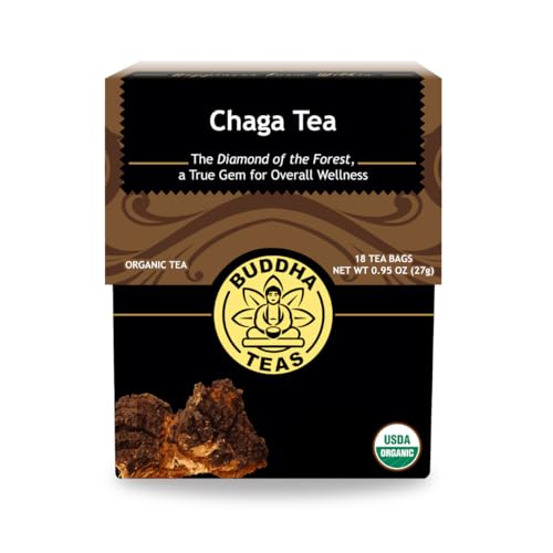 Buddha Teas  Chaga Tea  Organic Herbal Tea  For Cognitive Balance  Overall Health  With Chaga Mushroom Antioxidants  B Vitamins  Caffeine Free  OU Kosher  18 Tea Bags Pack of 1 - Image 1