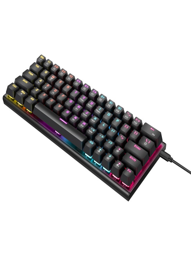 BAJEAL Mechanical Keyboard Wired Gaming Illuminated Keyboard with Colorful Backlit Custom 63 Keys Office Keyboard - Image 1