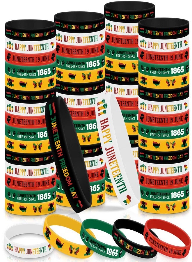 Liliful Happy Juneteenth Silicone Wristbands Juneteenth Party Supplies Juneteenth Freedom Day Rubber Bracelets June 19th 1865 Silicone Wristbands for Black American Gifts (80 Pcs) - Image 1