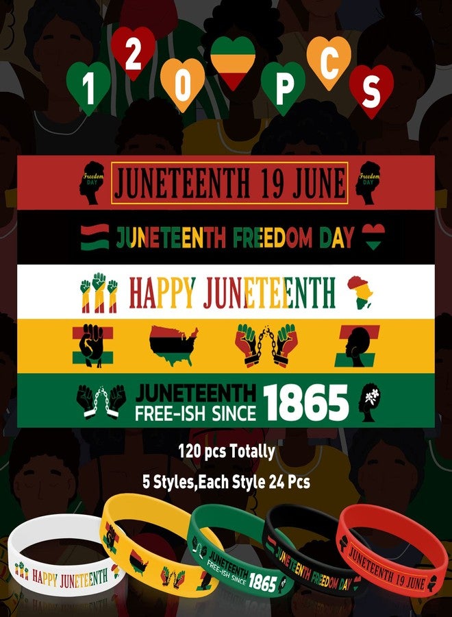 Liliful Happy Juneteenth Silicone Wristbands Juneteenth Party Supplies Juneteenth Freedom Day Rubber Bracelets June 19th 1865 Silicone Wristbands for Black American Gifts (80 Pcs) - Image 3