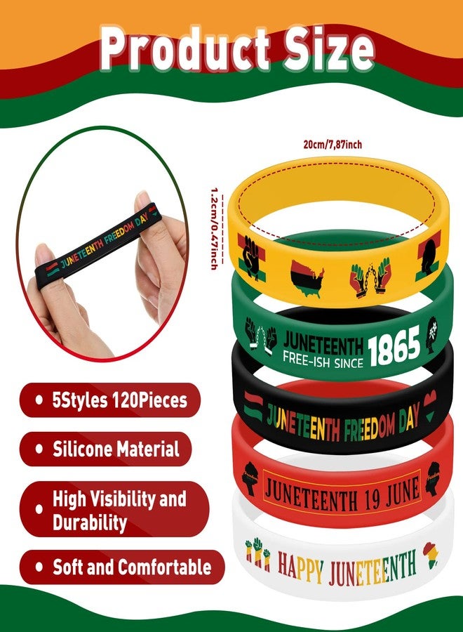 Liliful Happy Juneteenth Silicone Wristbands Juneteenth Party Supplies Juneteenth Freedom Day Rubber Bracelets June 19th 1865 Silicone Wristbands for Black American Gifts (80 Pcs) - Image 2
