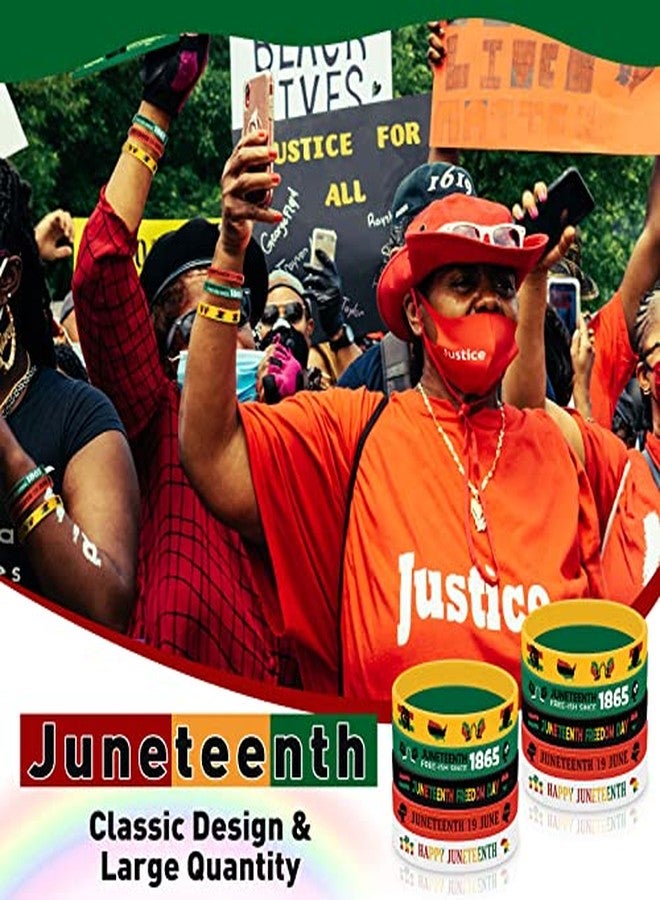 Liliful Happy Juneteenth Silicone Wristbands Juneteenth Party Supplies Juneteenth Freedom Day Rubber Bracelets June 19th 1865 Silicone Wristbands for Black American Gifts (80 Pcs) - Image 5
