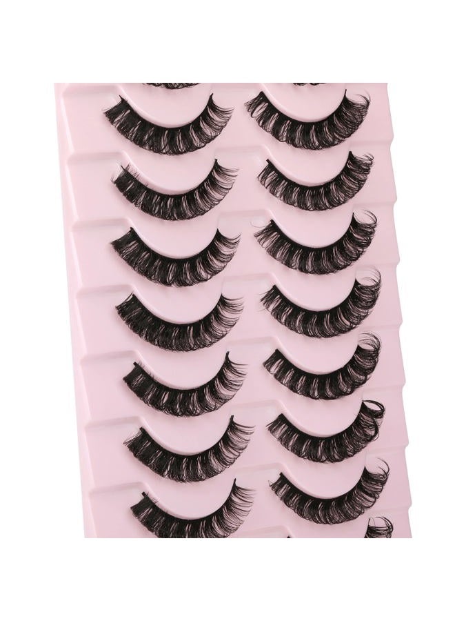 wiwoseo False Eyelashes Russian Strip Lashes D Curly Faux Mink Lashes Wispy Fluffy Volume Russian Lashes 3D Effect Fake Eyelashes 10 Pairs Pack - Image 4