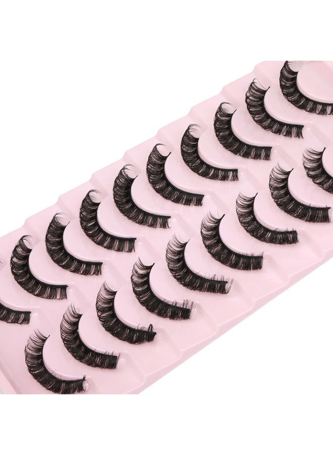 wiwoseo False Eyelashes Russian Strip Lashes D Curly Faux Mink Lashes Wispy Fluffy Volume Russian Lashes 3D Effect Fake Eyelashes 10 Pairs Pack - Image 5