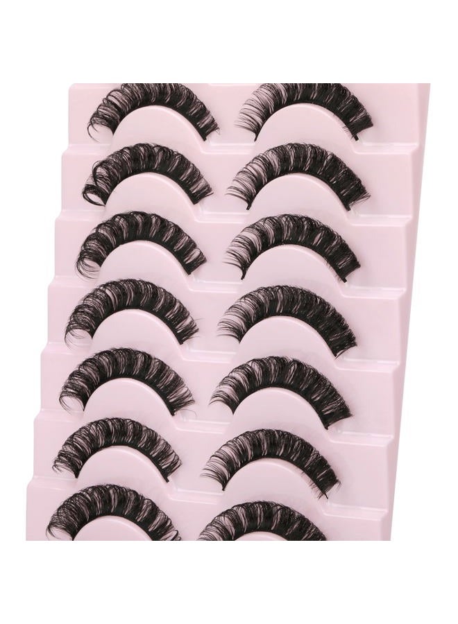 wiwoseo False Eyelashes Russian Strip Lashes D Curly Faux Mink Lashes Wispy Fluffy Volume Russian Lashes 3D Effect Fake Eyelashes 10 Pairs Pack - Image 2